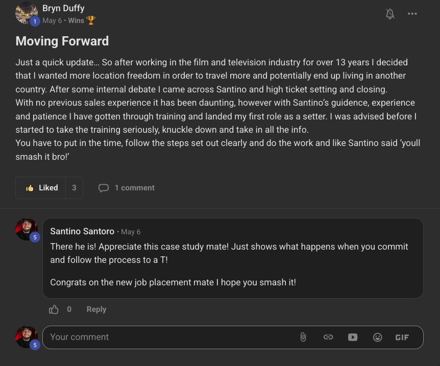 Skool post: Bryn Duffy leaves 13 years in film and television and lands his first setter role with no previous sales experience