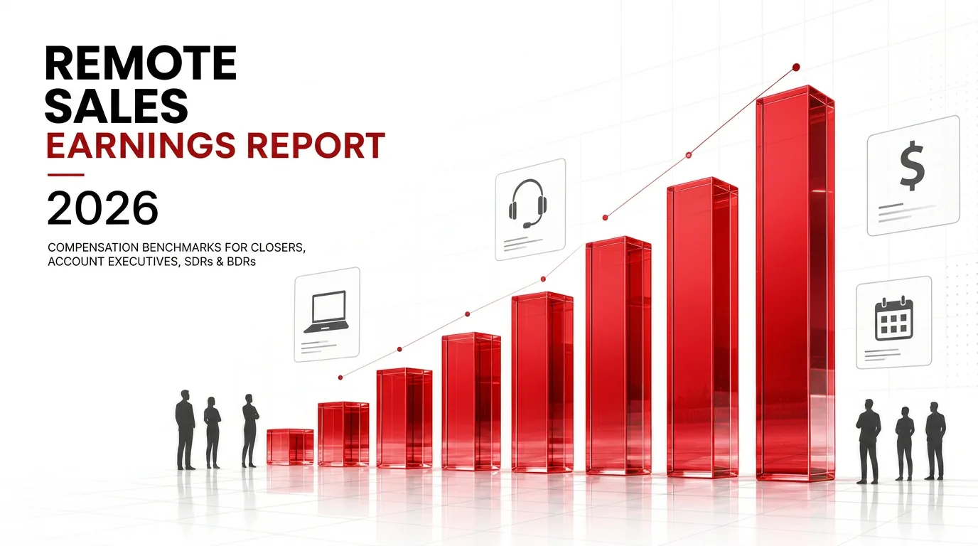 Remote Sales Earnings Report 2026 cover — compensation benchmarks for closers, account executives, SDRs and BDRs